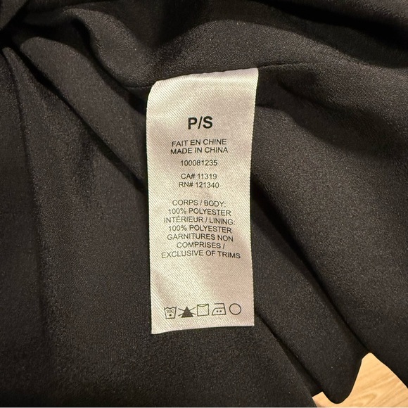 Dynamite | women's small v-neck pleated flowy Black Mini Dress twist front - Picture 6 of 6